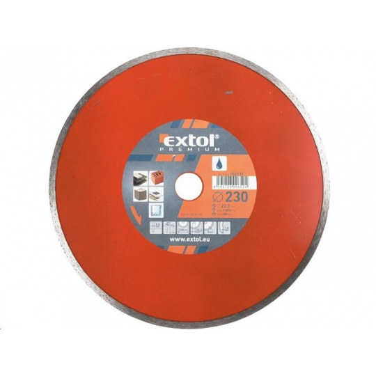 Extol Premium (108735) kotouč diamantový řezný celoobvodový, 230x22,2mm, mokré řezání