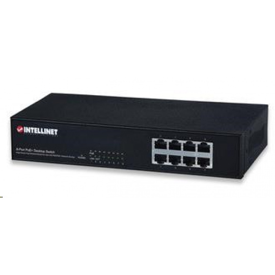 Intellinet 8portový 10/100 PoE+ switch, 66W PoE rozpočet