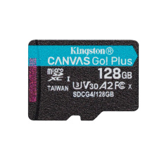 Kingston MicroSDXC karta 128GB Canvas Go! Plus, R:200/W:160MB/s, Class 10, UHS-I, U3, V30, A2 + Bez Adaptéru Kingston MicroSDXC karta 128GB Canvas Go! Plus, R:200/W:160MB/s, Class 10, UHS-I, U3, V30, A2 + Bez Adaptéru