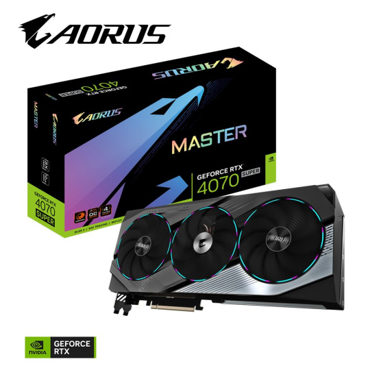 GIGABYTE VGA NVIDIA GeForce RTX 4070 SUPER AORUS MASTER OC 12G, 12G GDDR6X, 3xDP, 1xHDMI