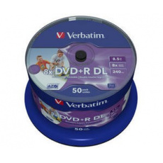 VERBATIM DVD+R(50-pack)DoubleLayer/Spindle/8X/8.5 GB/tlačiteľné/bez identifikátora