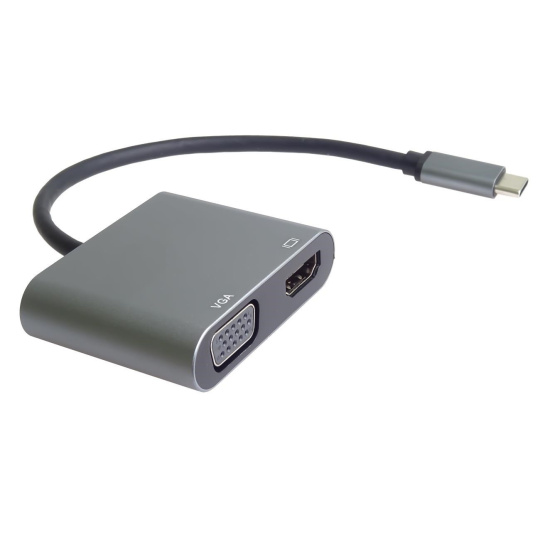 PremiumCord MST adaptér USB-C na HDMI + VGA, rozlišení 4K a FULL HD 1080p