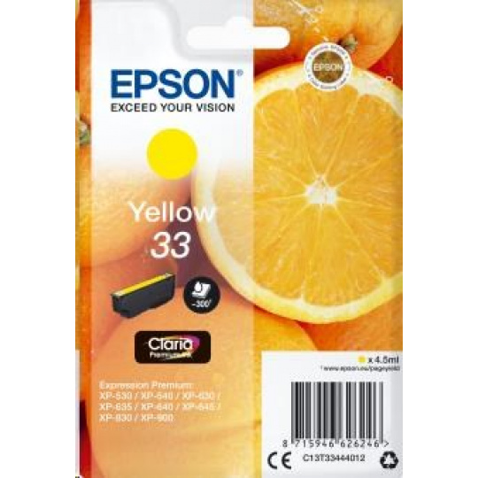 Atramentová tyčinka EPSON Singlepack "Orange" Yellow 33 Claria Premium Ink