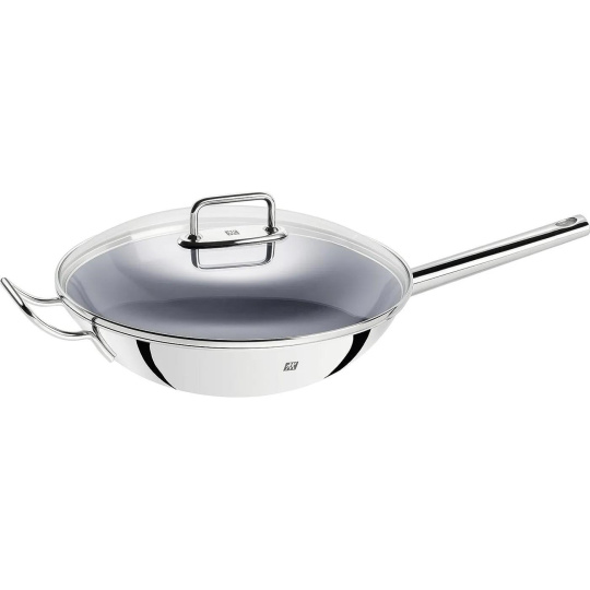 Zwilling Plus wok s poklicí, 32 cm, ergonomická rukojeť, nerezová ocel 18/10