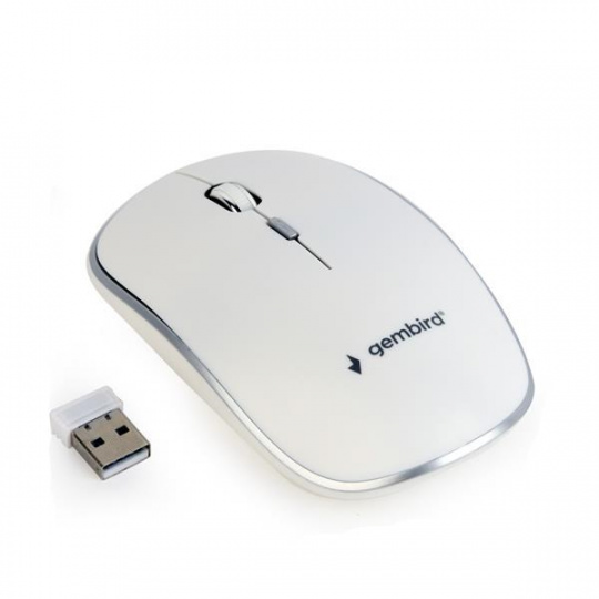 Myš GEMBIRD MUSW-4B-01, biela, bezdrôtová, USB nano prijímač