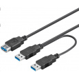 PremiumCord USB 3.0 napájací Y kábel A/Male + A/Male -- A/Female DUAL (prídavné napájanie)